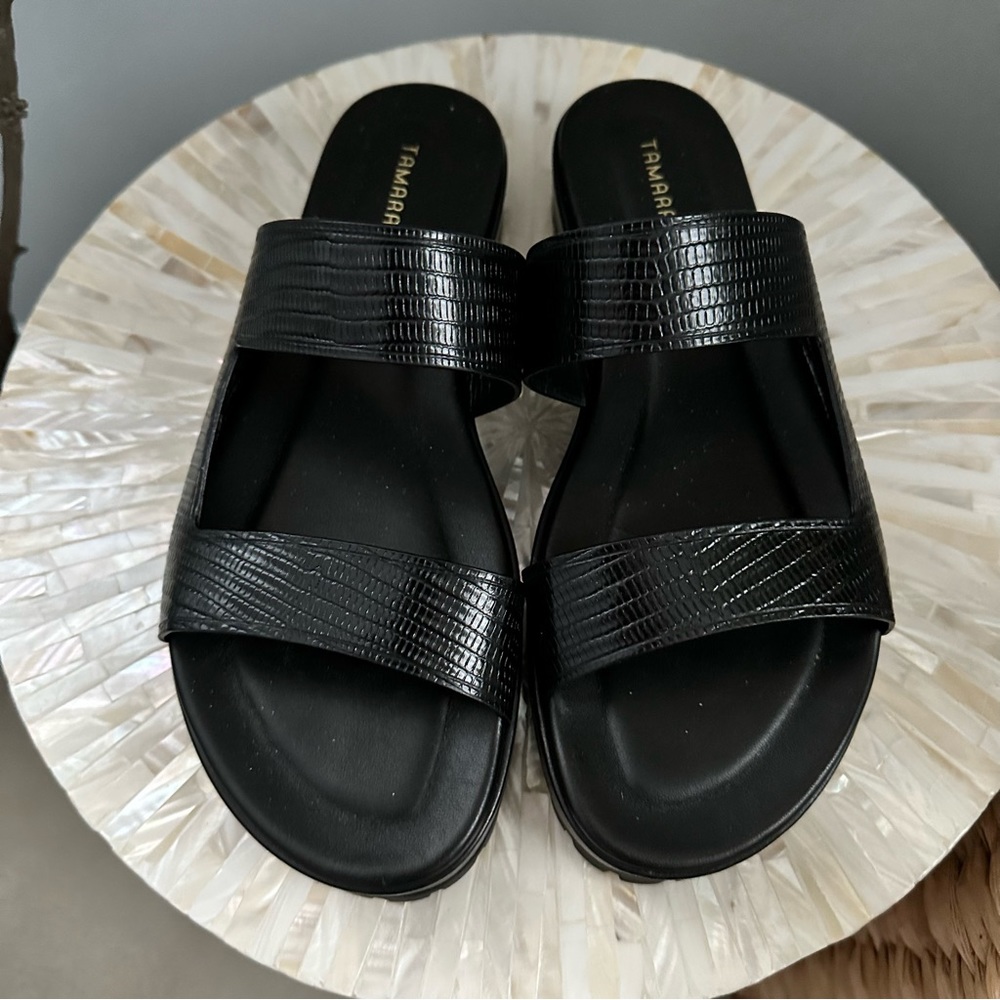 Tamara Mellon Sandals size 38 -never worn outside! Leather with heavy tread sole